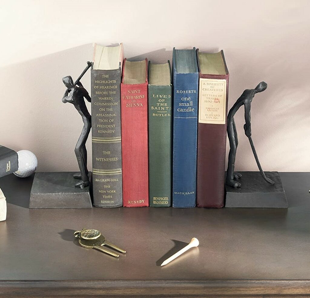 Cast Iron Golfer Bookends - The Aggressive Fade