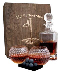 Golf Ball Whiskey Glass and Decanter Set