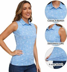 Womens sleeveless polo blue with detail