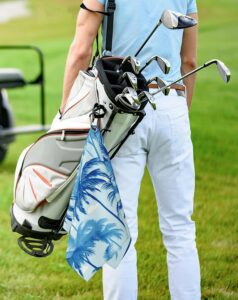 Two Pack Golf Towels In Use
